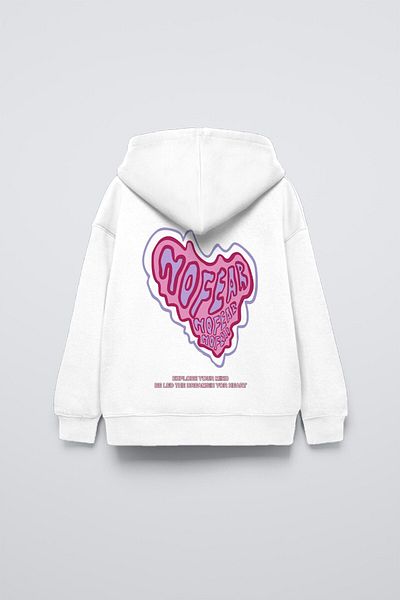 The Champ Clothing Hanorac supradimensionat pentru copii cu glugă albă, cu imprimeu No Fear
