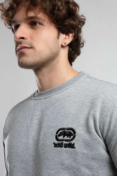 ECKO UNLTD Eastside Gray Crew Neck Embroidered Loose Fit Men's Sweatshirt