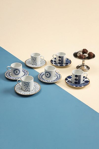 Porland Spotty 12 Piece 90cc Coffee Cup Set for 6 People