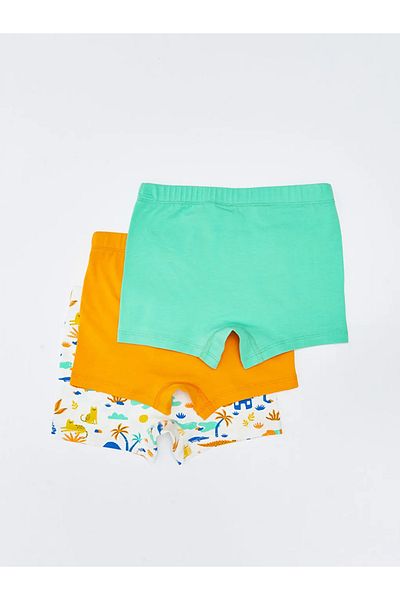 LC Waikiki Lcw Baby Cream Printed Baby Boy Boxers with Elastic Waist 3 Pcs