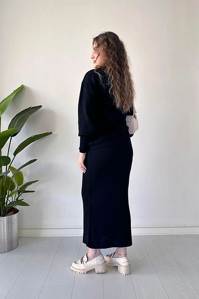 zefusestore Sweater Knitwear Dress Double Set (Dark Navy Blue)