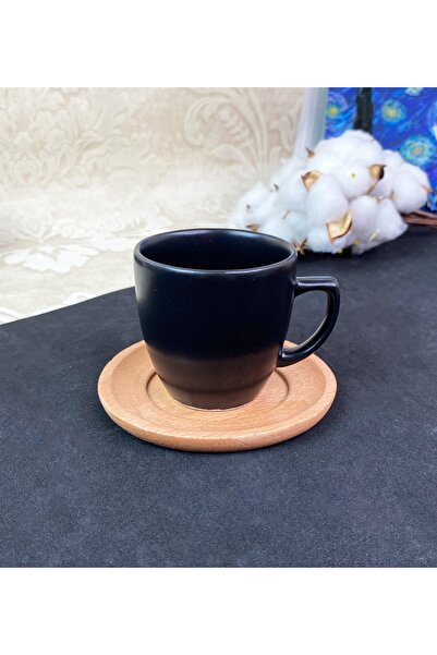 Gift Moda Ahşap Tabaklı Türk Kahvesi Fincanı