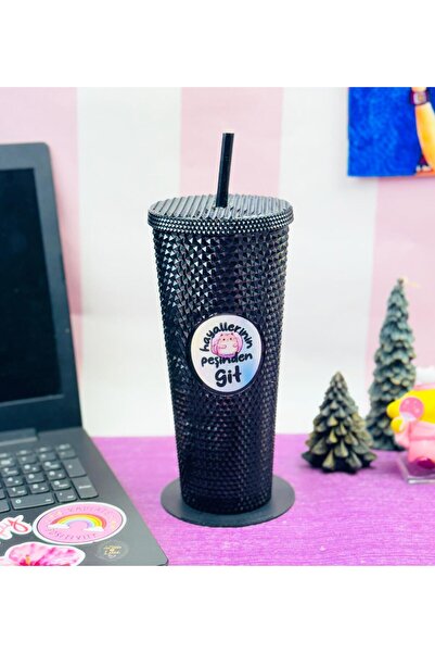 Gift Moda 750Ml Star Sky Crystal Patterned Glass with Straw