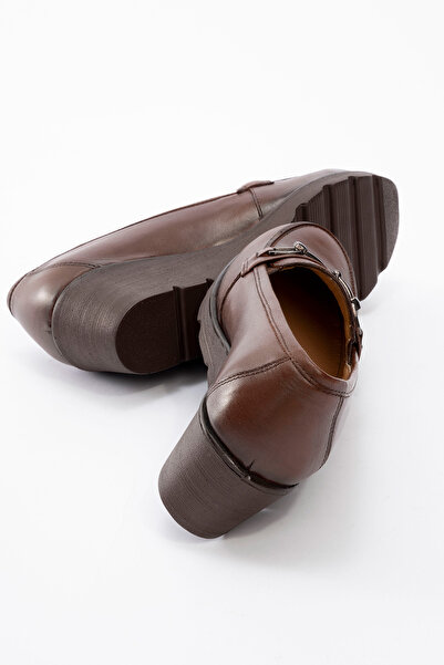 Dericlub Women's Wedge Heel Comfort Shoes Real Leather Br 44300 Tan