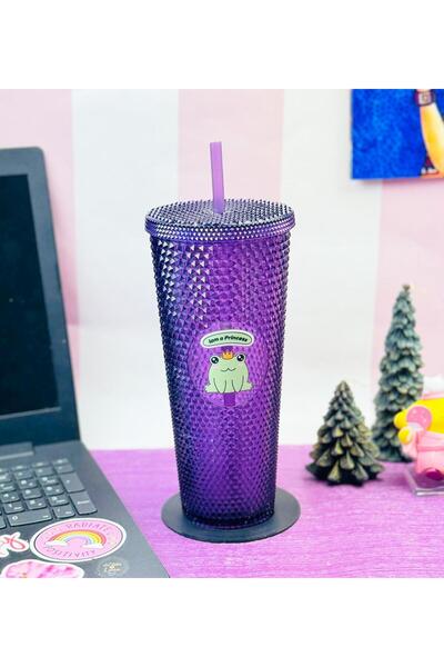 Gift Moda 750Ml Star Sky Crystal Patterned Glass with Straw
