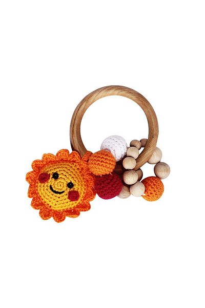 bebegen Unisex Orange Yellow Amigurumi Teether with Sun Ring