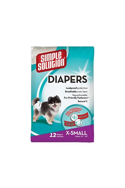 Simple Solution حفاضات الكلاب التي تستخدم لمرة واحدة، 12 قطعة - XSmall