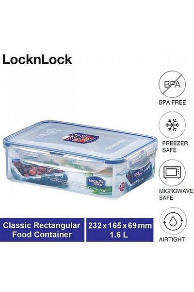 Lock & Lock Durable Plastic Food Container, 1 L Capacity | 3 PC