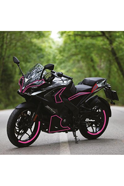 Motiker Bajaj RS200 Stroke Tek Renk Pembe Motosiklet Sticker Etiket Takım Modeli