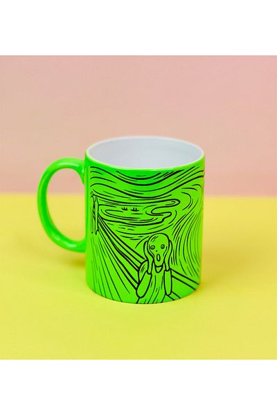 Gift Moda Scream Painting Designed Neon Mug Cup