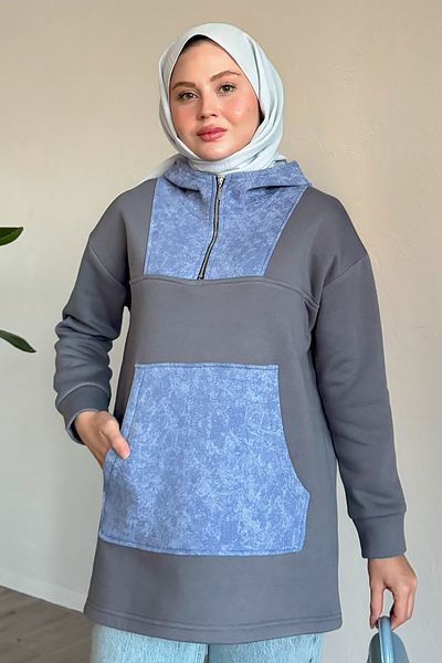 InStyle Anthracite Sweat with Kangaroo Pocket Hood