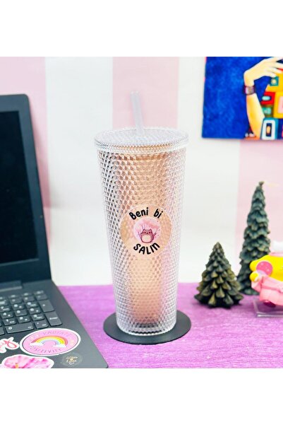 Gift Moda 750 مل زجاج ستار سكاي كريستال منقوش مع القش
