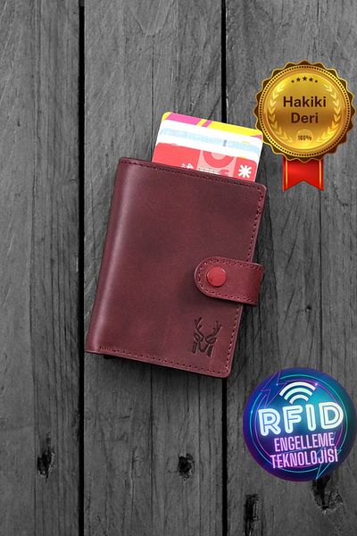 Modica Men's Burgundy Wallet Rfid Protected Genuine Leather Card Holder with Anti-Theft Mechanism |   Orlando