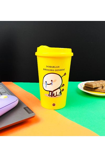 Gift Moda Plastic Coffee Cup with Motto Design