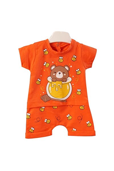 bebegen Erkek Bebek Nar Çicegi Ayılı Arılı Bal Baskılı Tulum