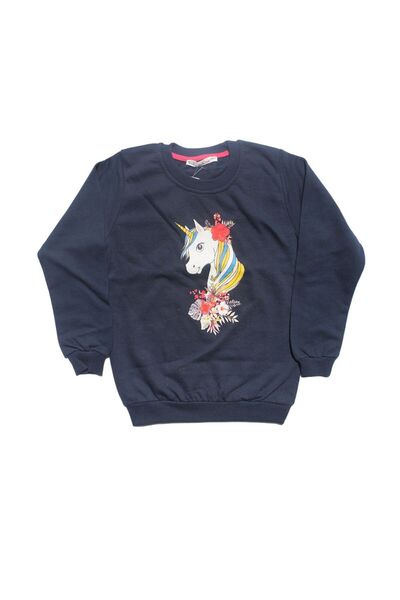 bebegen Дівчача синя кофта з квітковим принтом Unicorn