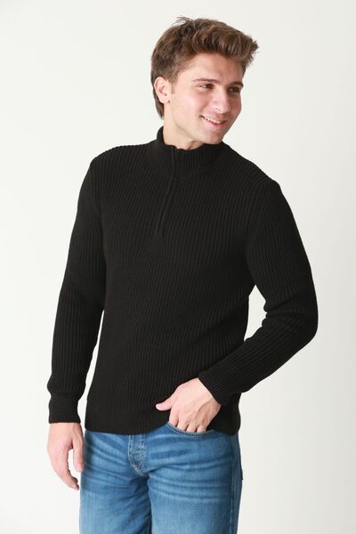 F&K 84700 Pulover de tricotaj pentru bărbați cu jumătate de fermoar