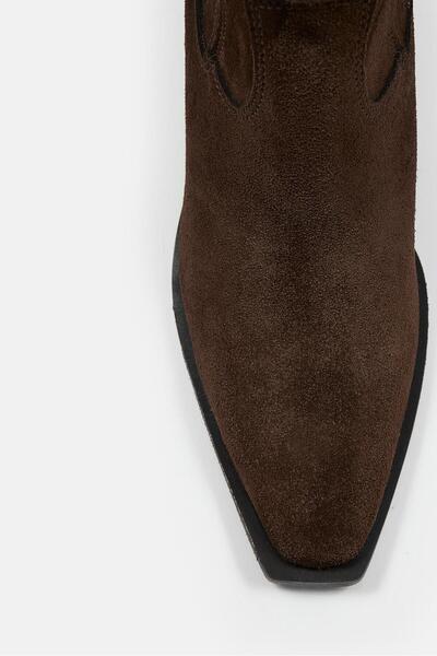 NILUFARR Μπότες με τακούνι από γνήσιο δέρμα Lova Brown Suede