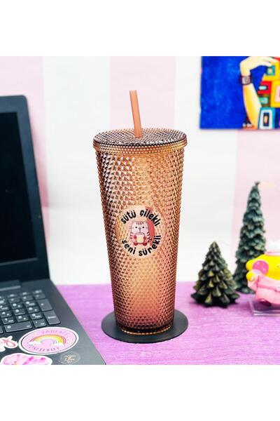 Gift Moda 750 مل زجاج ستار سكاي كريستال منقوش مع القش