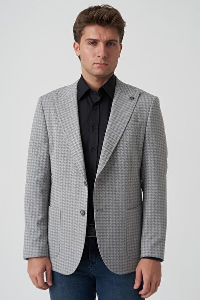 White Stone Albufeira 4014 Slim Fit 6 Drop Jacket Patterned