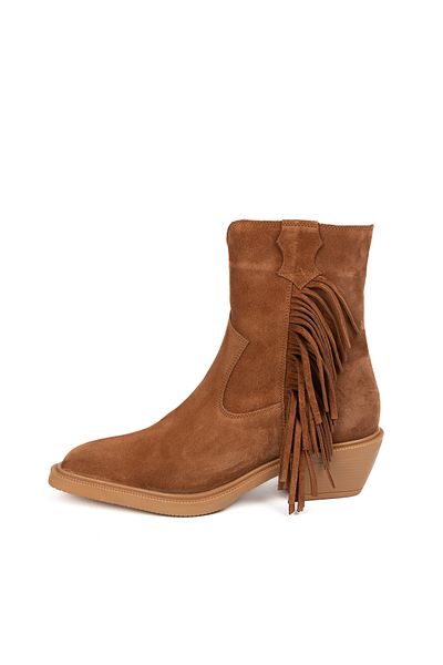 LA PASSION Women's Black Boots with Tassel Detail, Blunt Toe Vestern Boots