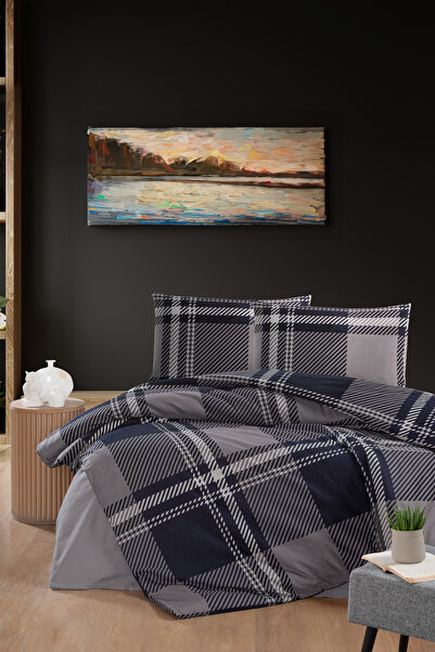 First Choice Firstchoice Veldor Navy Blue -  Baskılı Flanel Tek Kişilik Nevresim Takımı