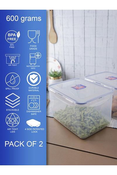 Lock & Lock Durable Plastic Food Container, 620 ml Capacity | 3 PC