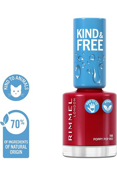 Rimmel Kind & Free Clean Nail Polish - 156 - Poppy Pop Red, 8ml