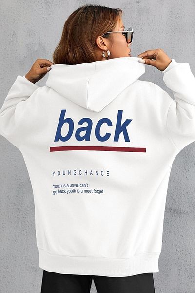 Moda Glo Unisex Back Youngchance Printed Hooded Sweatshirt