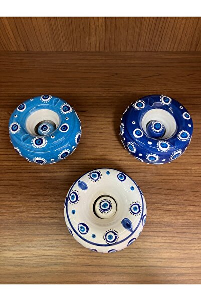 Store Nazar Boncuklu Seramik El Yapımı Kapaklı Küllük B