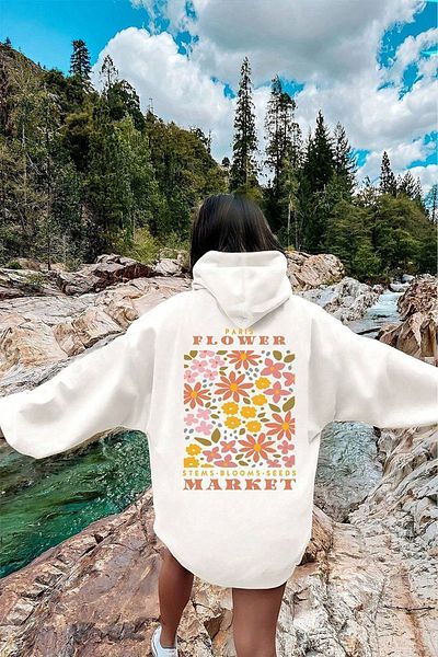 Moda Glo Hanorac oversize cu imprimeu floral