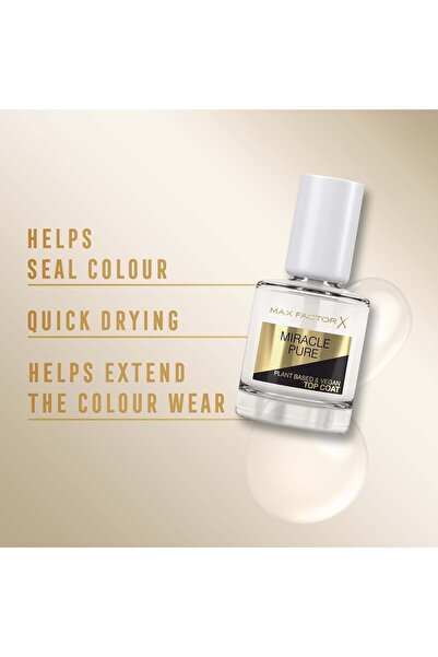 Max Factor Miracle Pure Nail Care Top Coat, 12 ml, Clear
