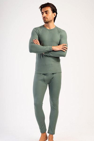 C&City Ανδρικό Σετ Εσωρούχων Crew Neck Thermal - Μακρυμάνικο Χακί 405153   / 409002