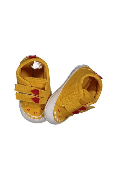 bebegen Erkek Bebek Sarı Keten Timsahlı Nakışlı Ayakkabı