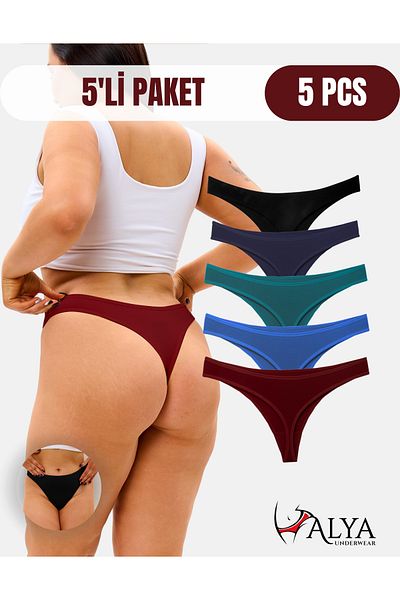 ALYA UNDERWEAR Női pamut tangabugyi - fekete, bordó, sötétzöld, indigó, sötétkék 1 db.