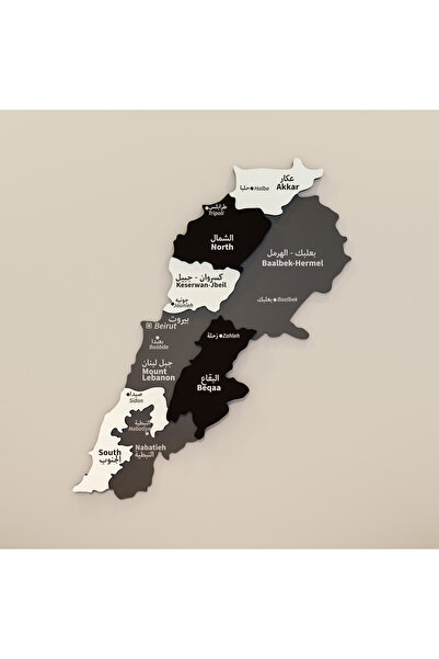 Colorfull Worlds 3D drvena mapa Libana za zidni dekor 60x49 - - Islamska zidn...