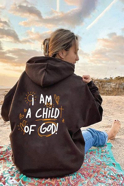 Moda Glo Голям суичър с щампа на гърба I ​​Am a Child of God