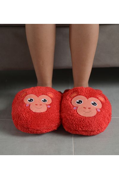 Pandamkee Loose Size Plush Slippers with Cute Animal Pattern