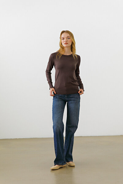 urban focus Crew Neck Sleeve Button Sweater