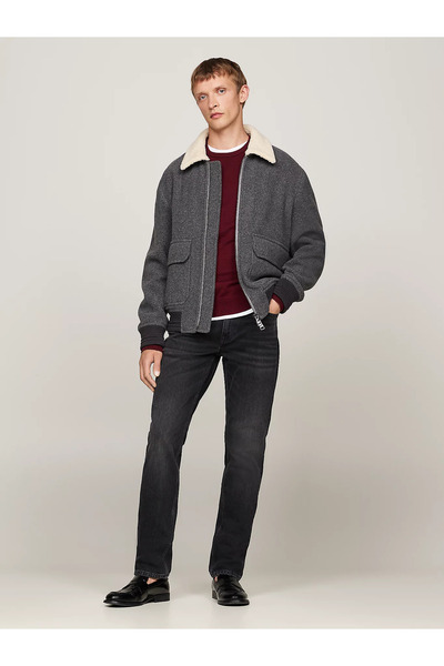 Tommy Hilfiger Erkek Normal Bel Slim Fit Dar Paça Siyah Jeans MW0MW36673-1B2
