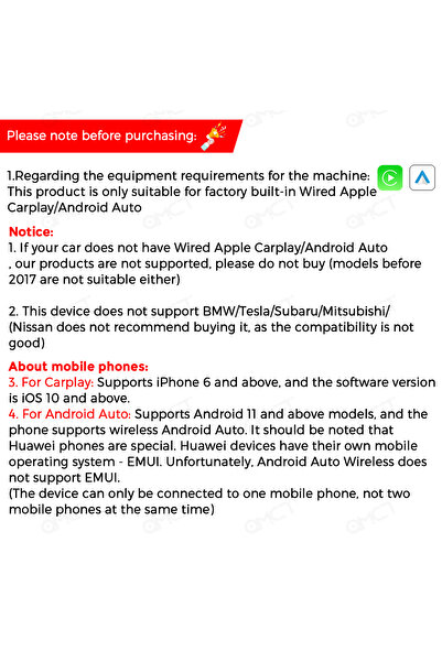 Choice Android Auto Carplay Adapter 2in1 Wireless Play&Plug for Benz Audi Kia Chery ...