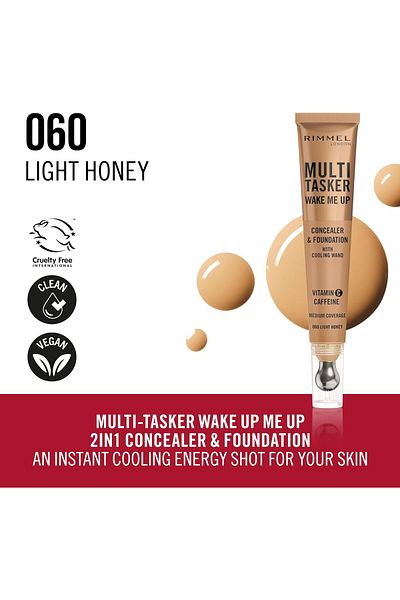 Rimmel Rimmel Multi-Tasker Wake Me Up Foundation Concealer 060 Light Honey 20ml