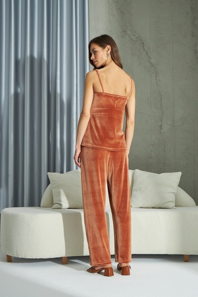 Sevim 15382  KADİFE 3 LÜ PİJAMA TAKIM