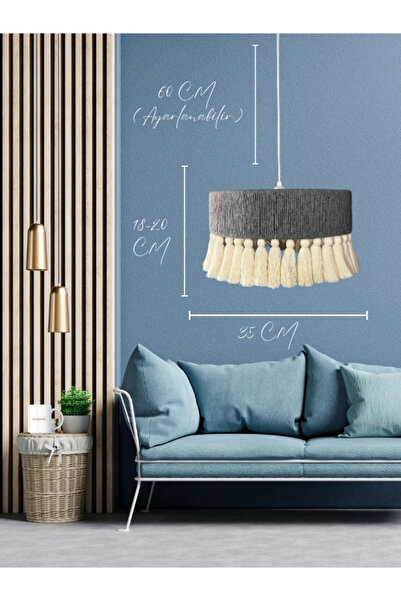 JUTUAL DEKOR Antrasit Gri Makrome Avize , Bohem Avize , Soft Avize - Elegante Antracite