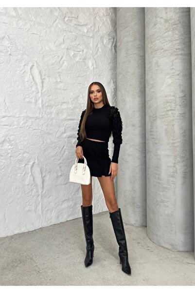 ÇEÇİM BLUZĂ DE FEMEI GÂT CREAȚĂ CU MÂNECĂ DETALIAT DE TRANDAFIRI HYN-58009