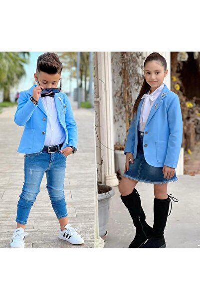 Uğurböceği Set fetiță cu jachetă și cămașă din denim