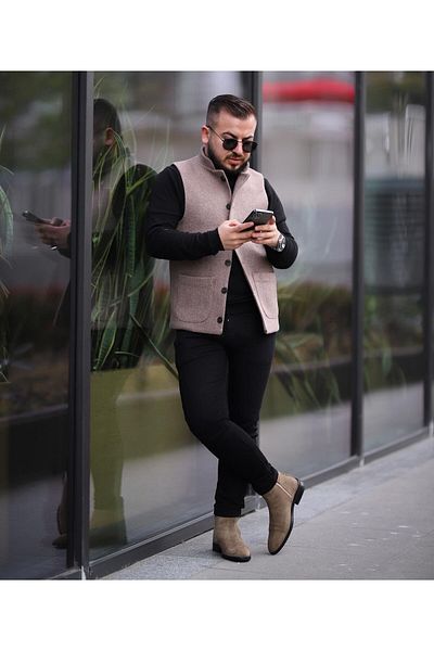 FMB Ticaret Italian Style Stamped Prevailing Collar Slim Fit Premium Vest