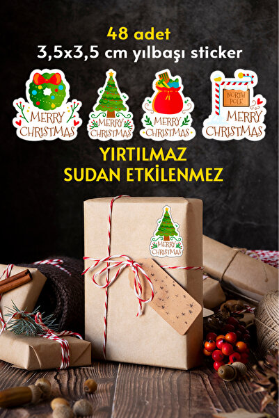 Yılbaşı Temalı Küçük Sticker Set3 - 48 Adet