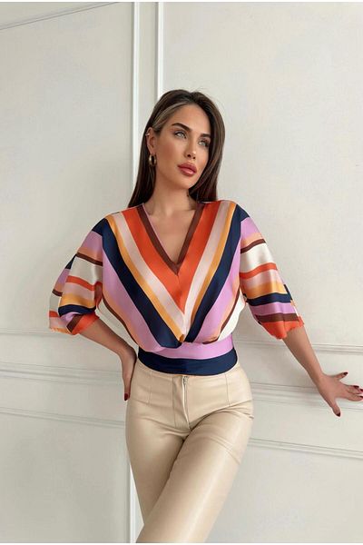 STEPS V-Neck Striped Blouse