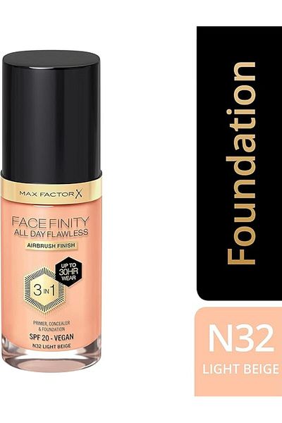 Max Factor Facefinity All Day Flawless Foundation - N32 - Light Beige, 30ml